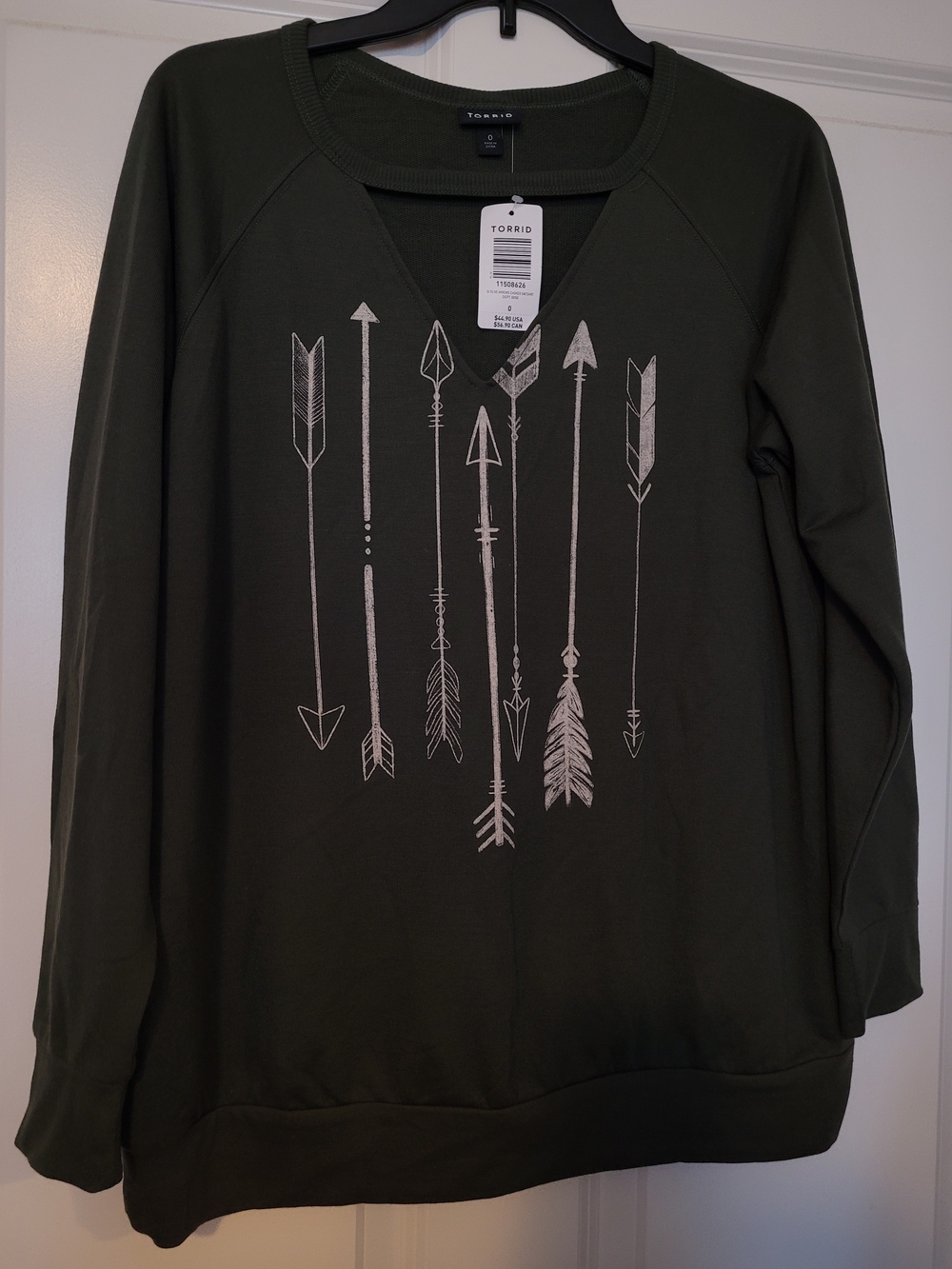 torrid Olive Green Shirt with Arrow Print Detail NWT!